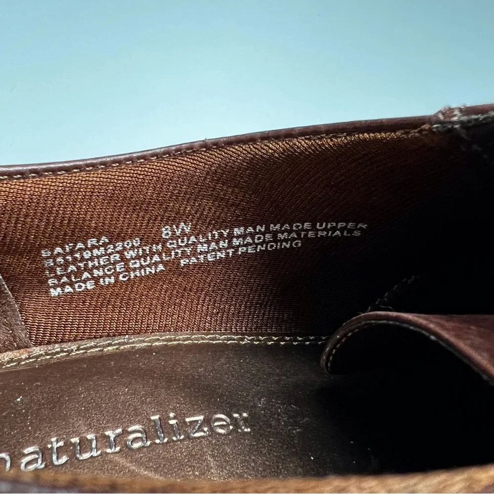 Naturalizer Safara Brown Heel Oxford Lace Up Loafer Bootie Academia Women’s 8 - Picture 11 of 12